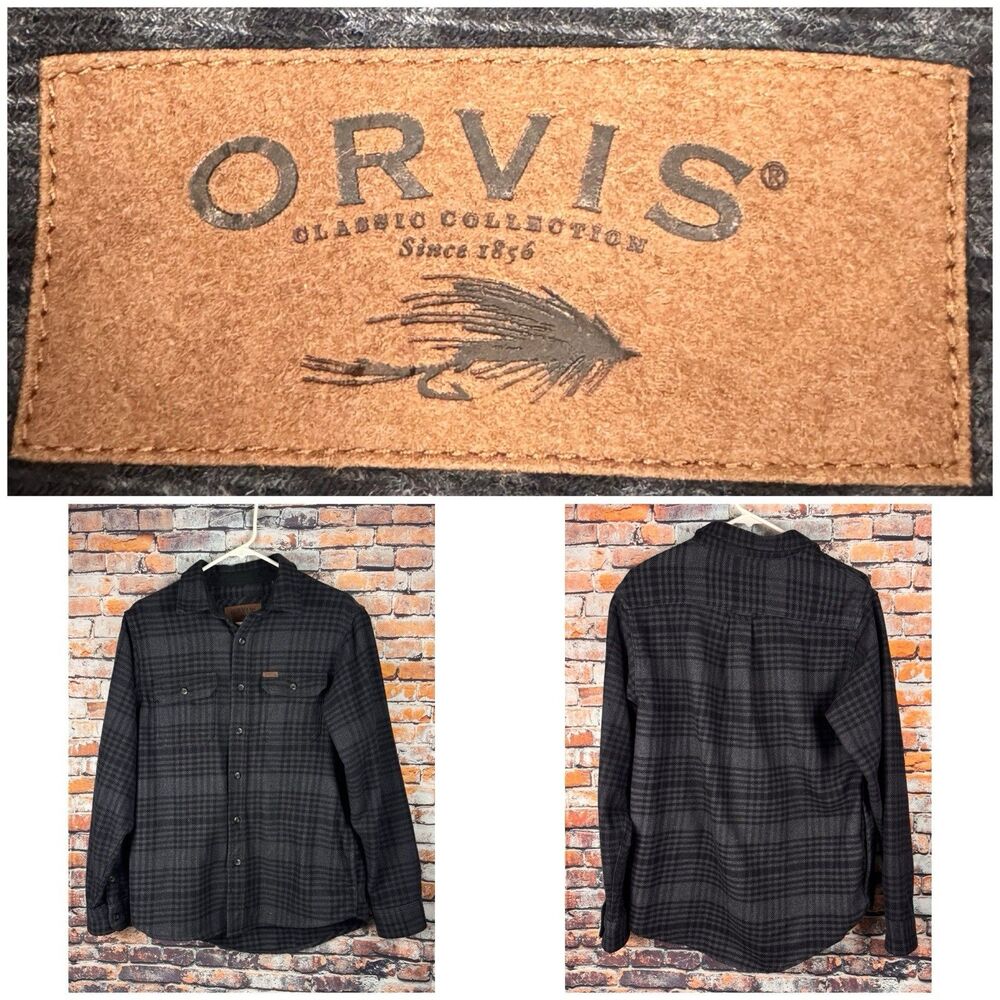 Orvis Big Brother Heavyweight Flannel Black Plaid Gorpcore Small